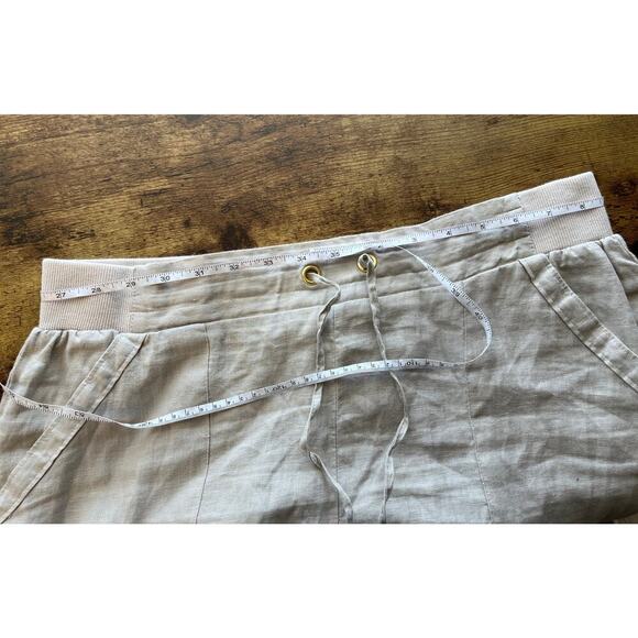 Ellen Tracy Womens L Cream 100% Linen Elastic Waist Pockets Office Wear/Summer - Picture 4 of 7